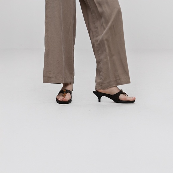 Prada Brown Kitten Heel Logo Monogram Sandals – Size EU 37.5 / UK 4.5 / US 7.5 - Picture 6 of 8